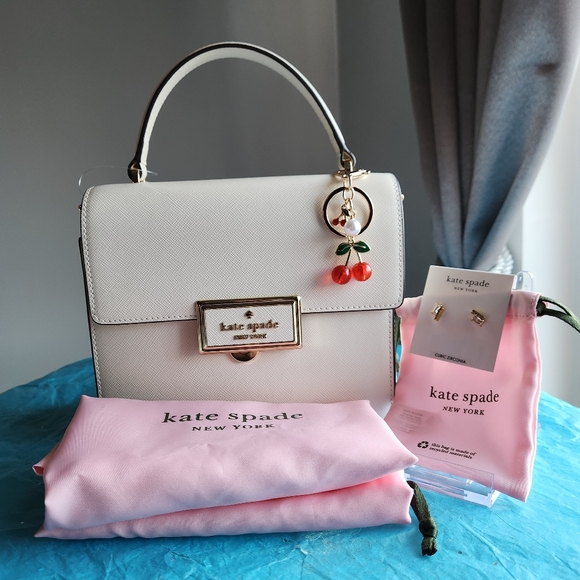 Kate Spade Cream Reegan Saffiano Leather Top handle tote, 6pc Set NWT - Picture 4 of 17